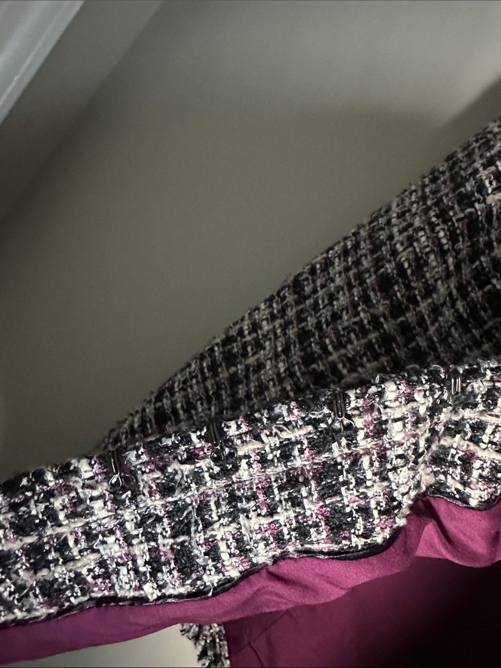 White House Black Market Black White and Plum Tweed Blazer - Picture 10 of 11